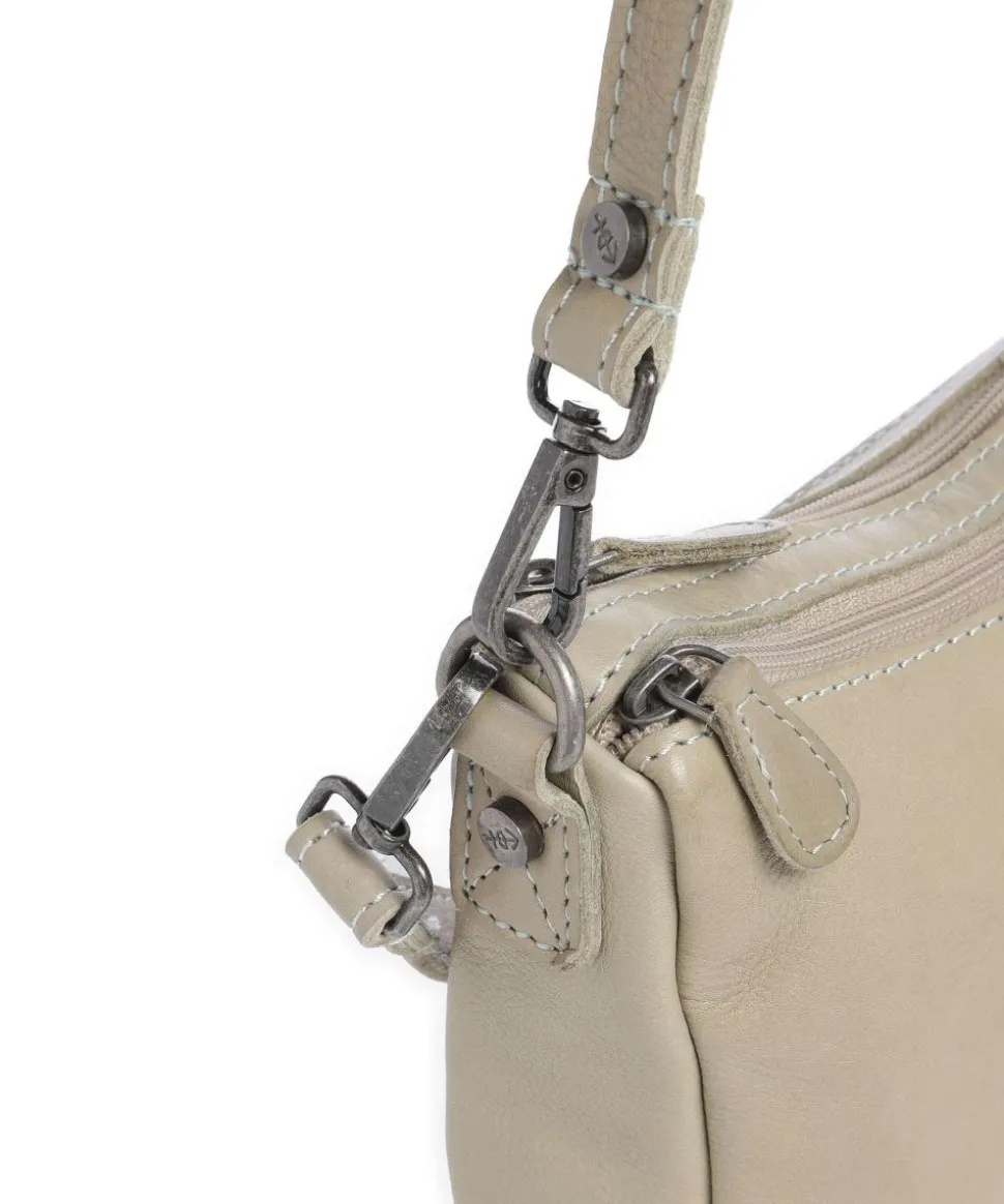 Washed Waxed Cow Irving Schultertasche genarbtes Rindsleder beige