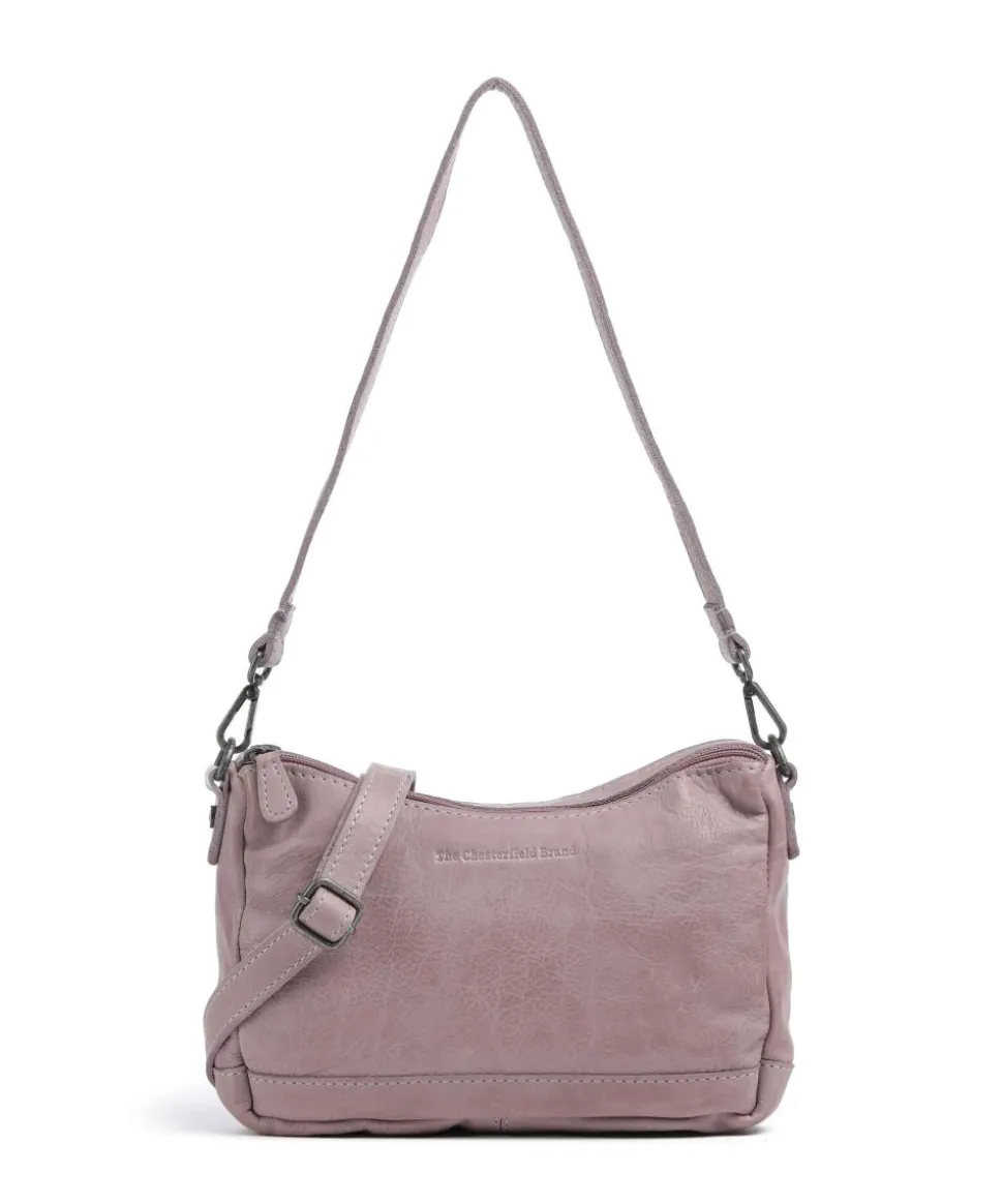 Washed Waxed Cow Irving Schultertasche genarbtes Rindsleder lavendel