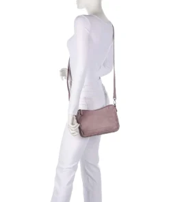 Washed Waxed Cow Irving Schultertasche genarbtes Rindsleder lavendel