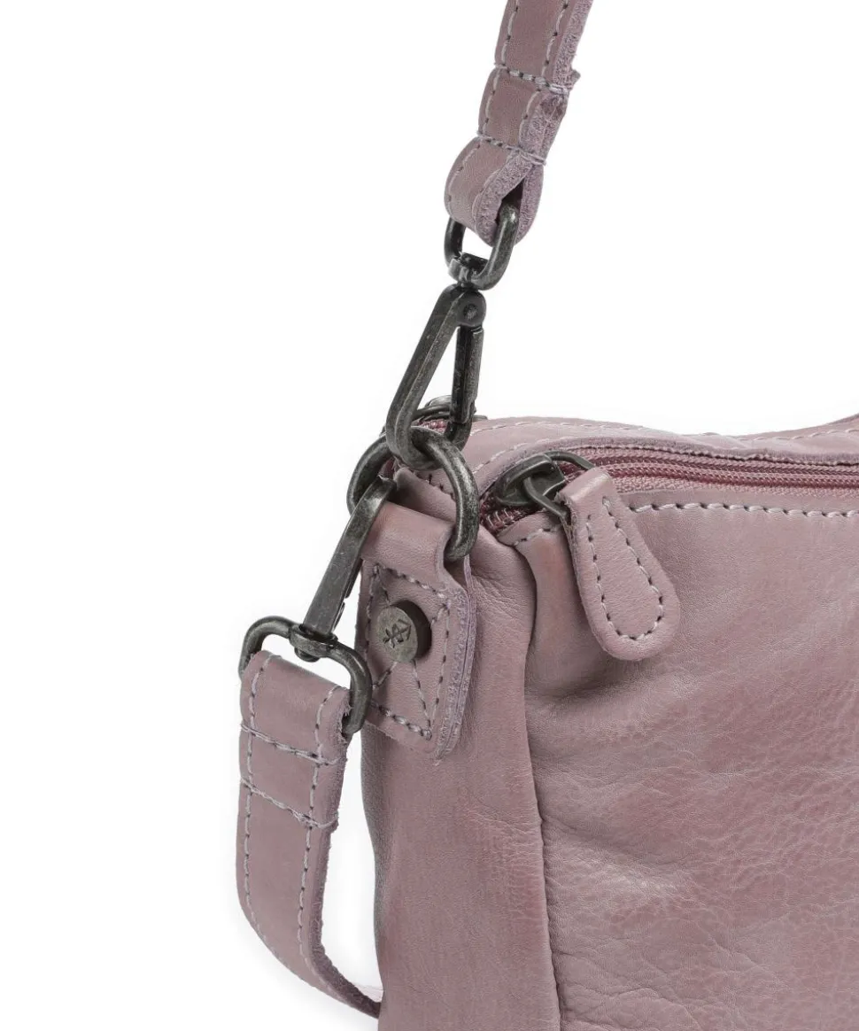 Washed Waxed Cow Irving Schultertasche genarbtes Rindsleder lavendel