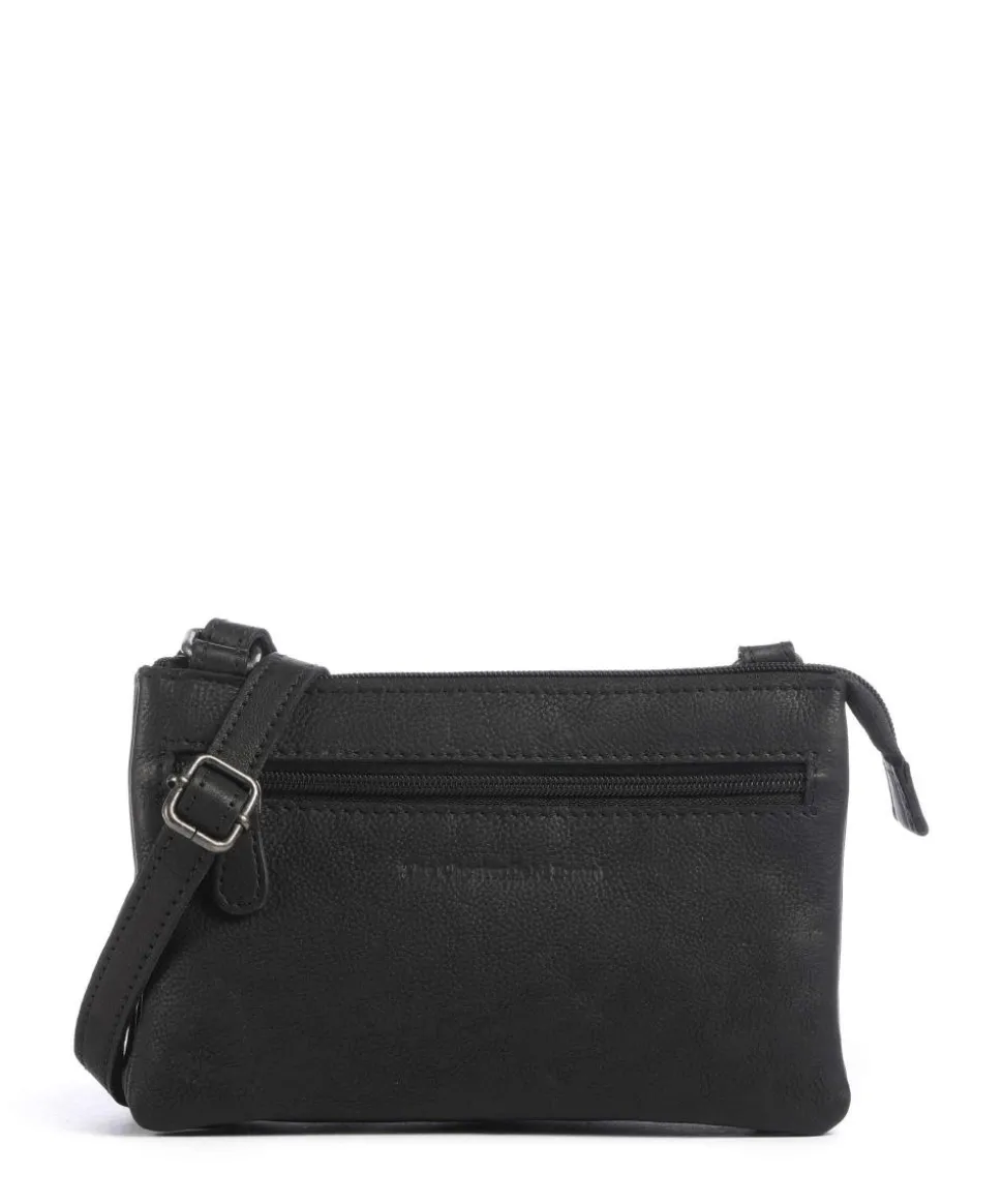 Washed Waxed Cow Osaka Umhängetasche genarbtes Rindsleder schwarz