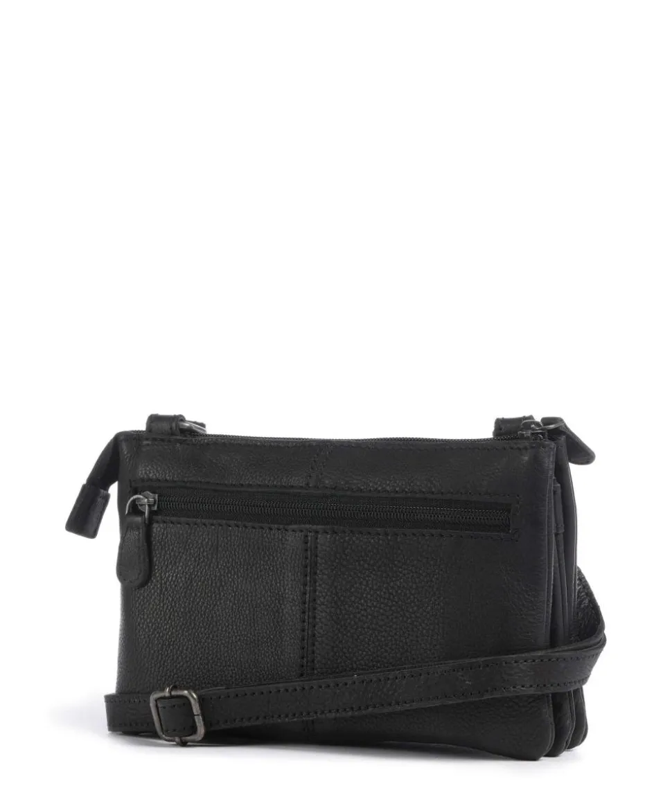 Washed Waxed Cow Osaka Umhängetasche genarbtes Rindsleder schwarz