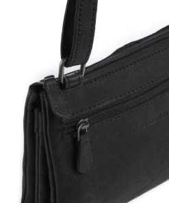 Washed Waxed Cow Osaka Umhängetasche genarbtes Rindsleder schwarz