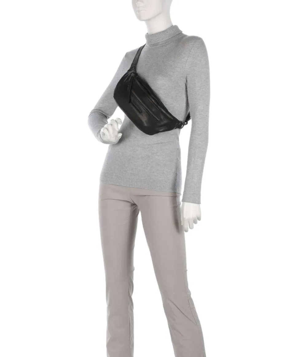 Washed Waxed Cow Severo Gürteltasche genarbtes Rindsleder schwarz