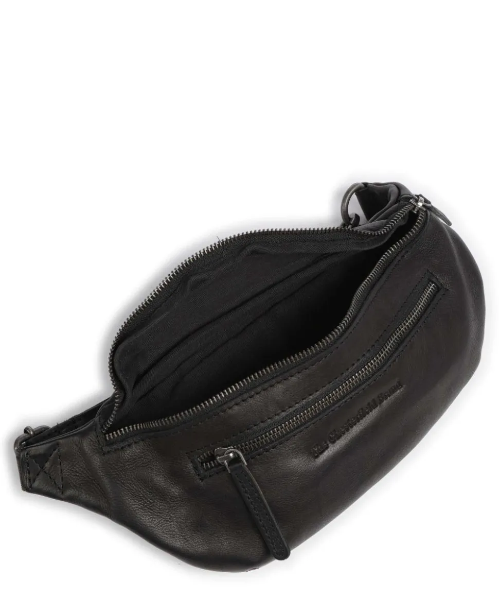 Washed Waxed Cow Severo Gürteltasche genarbtes Rindsleder schwarz