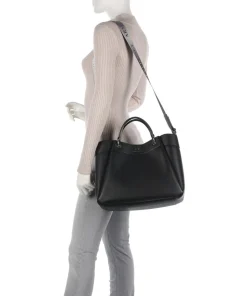 Wave L Handtasche Lederimitat schwarz