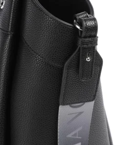 Wave L Handtasche Lederimitat schwarz