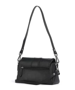 Wax Pull Up Cow Clifden Schultertasche fein genarbtes Rindsleder schwarz