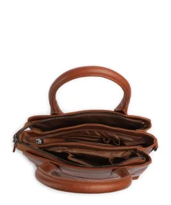 Wax Pull Up Cow Hermosa Handtasche fein genarbtes Rindsleder cognac