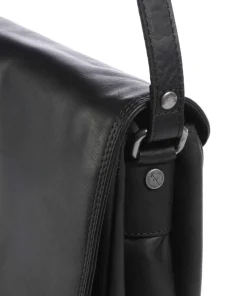 Wax Pull Up Cow Laverton Umhängetasche fein genarbtes Rindsleder schwarz