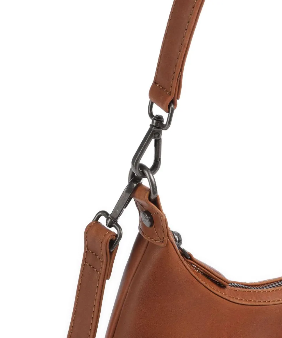 Wax Pull Up Cow Nancy Schultertasche fein genarbtes Rindsleder cognac