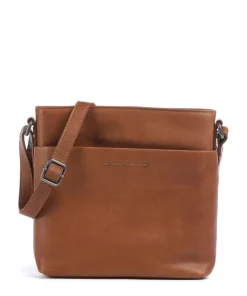 Wax Pull Up Cow Navene Umhängetasche fein genarbtes Rindsleder cognac