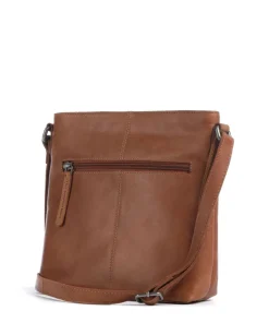 Wax Pull Up Cow Navene Umhängetasche fein genarbtes Rindsleder cognac