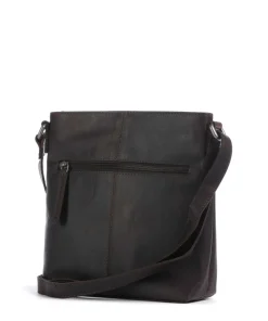 Wax Pull Up Cow Navene Umhängetasche fein genarbtes Rindsleder dunkelbraun