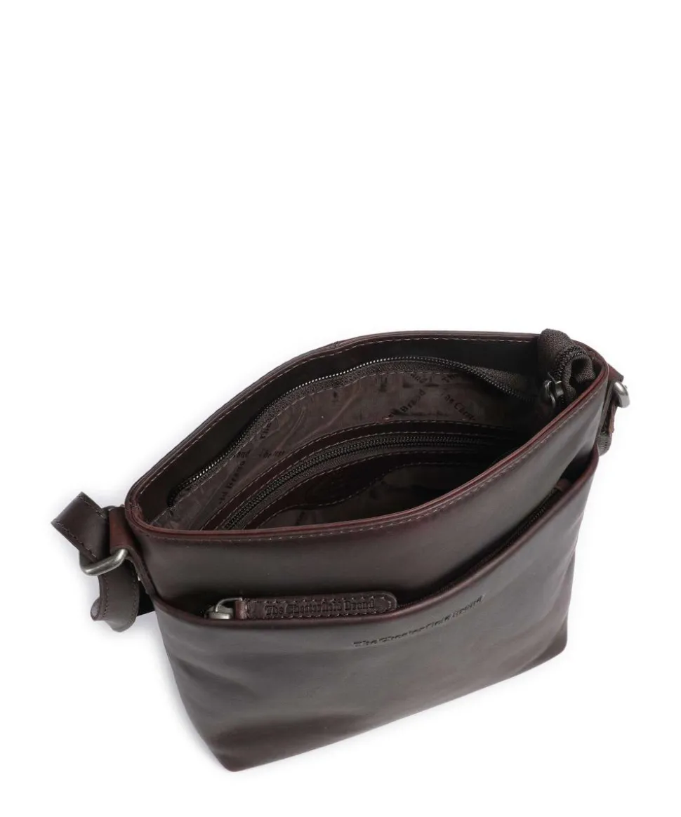 Wax Pull Up Cow Navene Umhängetasche fein genarbtes Rindsleder dunkelbraun