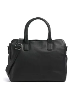 Wax Pull Up Cow Valmonte Handtasche fein genarbtes Rindsleder schwarz