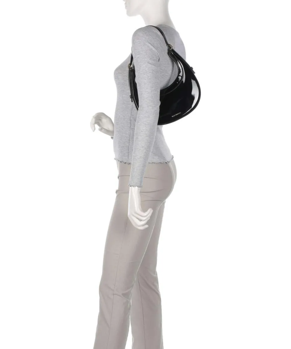 Whisper Patent Schultertasche Leder schwarz