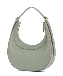 Whisper Schultertasche genarbtes Rindsleder graugrün