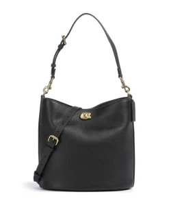 Willow Soft Beuteltasche genarbtes Leder schwarz