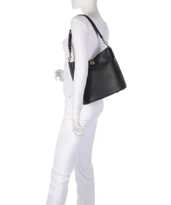 Willow Soft Beuteltasche genarbtes Leder schwarz