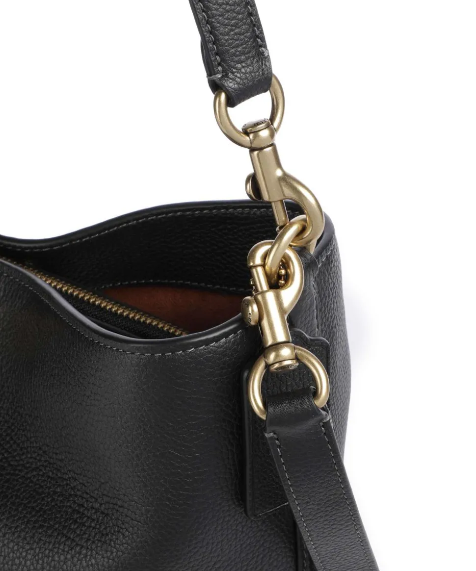 Willow Soft Beuteltasche genarbtes Leder schwarz