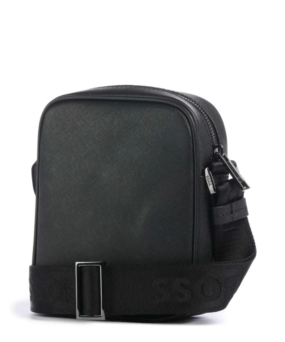 Zair Umhängetasche fein genarbtes Leder schwarz