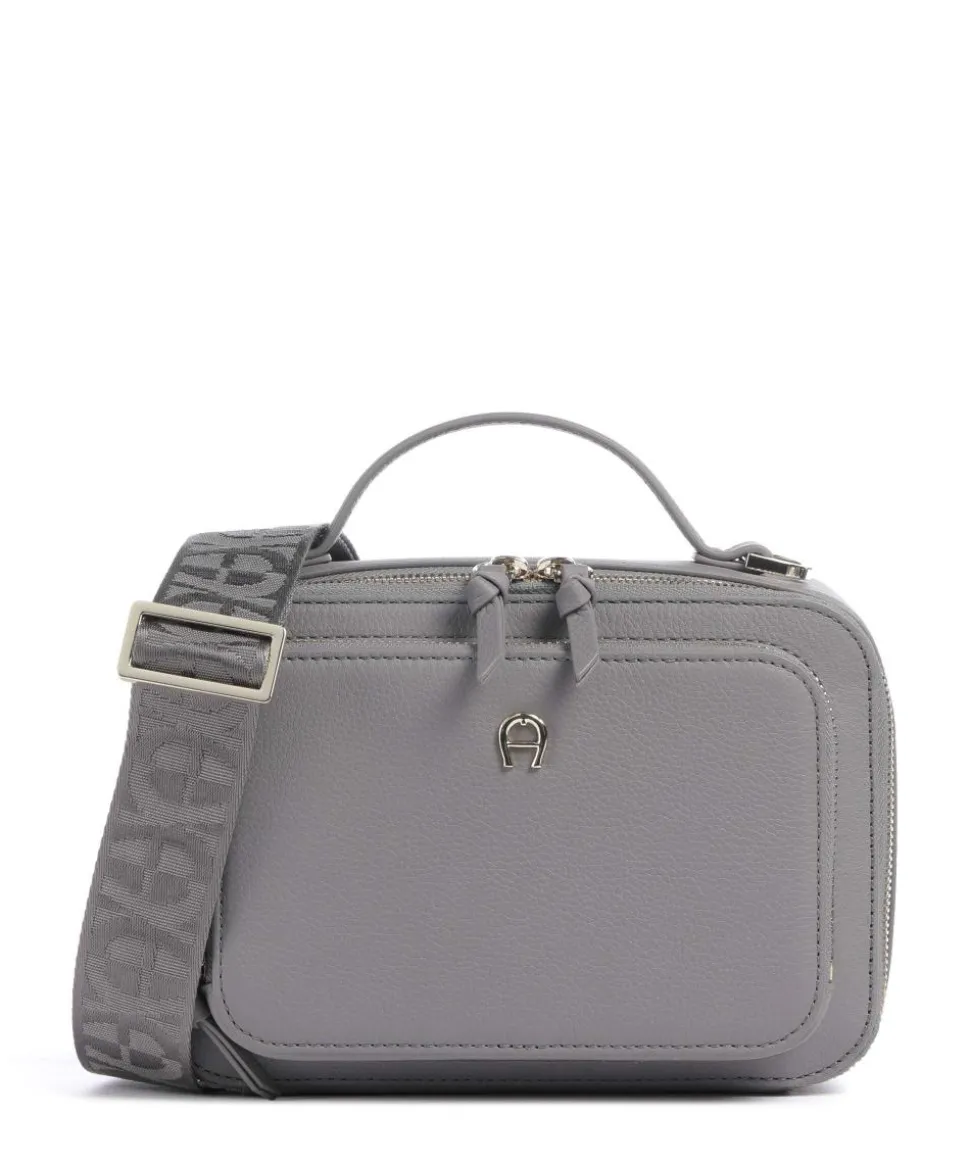 Zita S Umhängetasche genarbtes Rindsleder grau