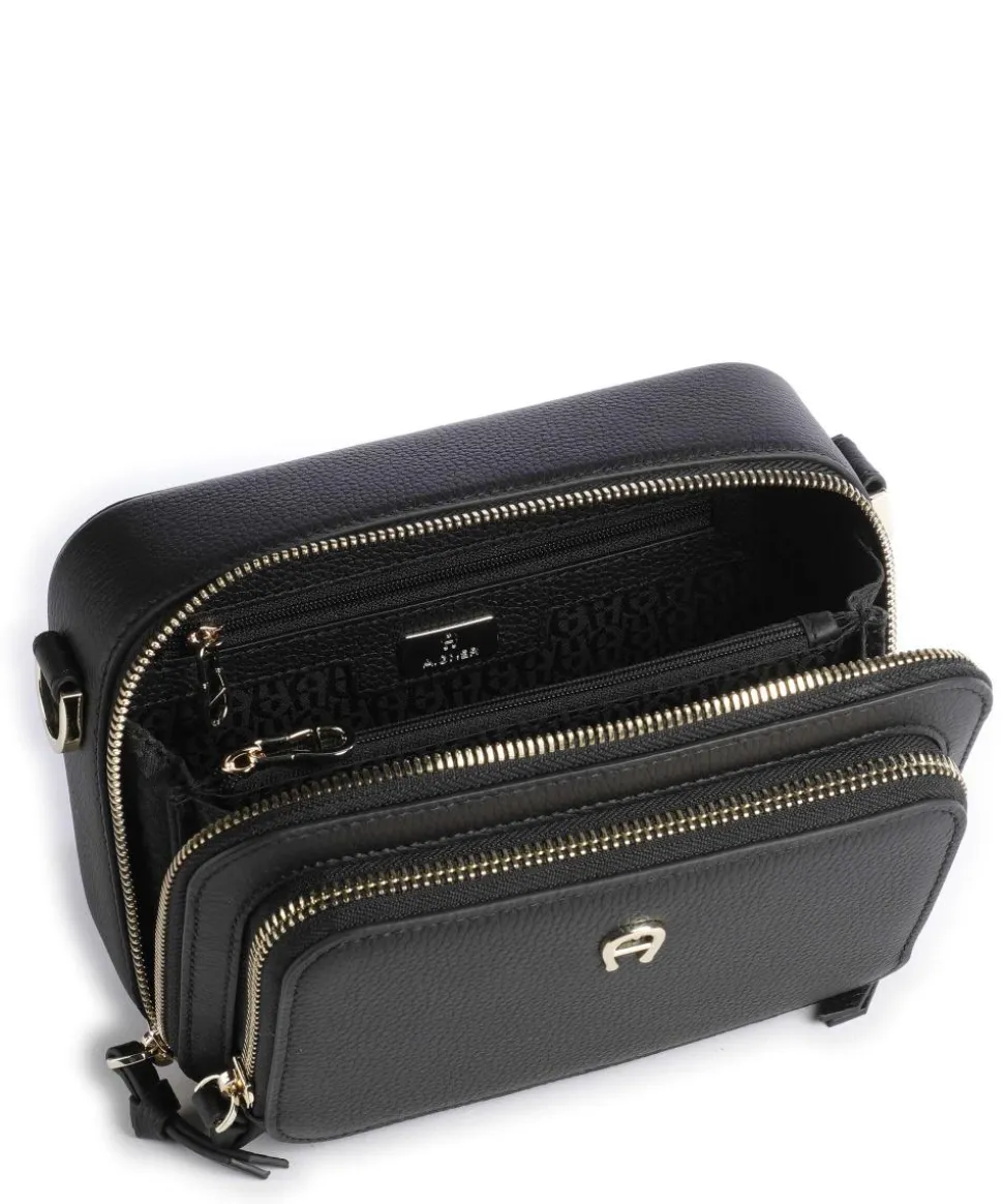 Zita S Umhängetasche genarbtes Rindsleder schwarz