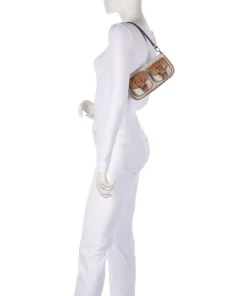 Zoe Schultertasche Lederimitat elfenbein/braun