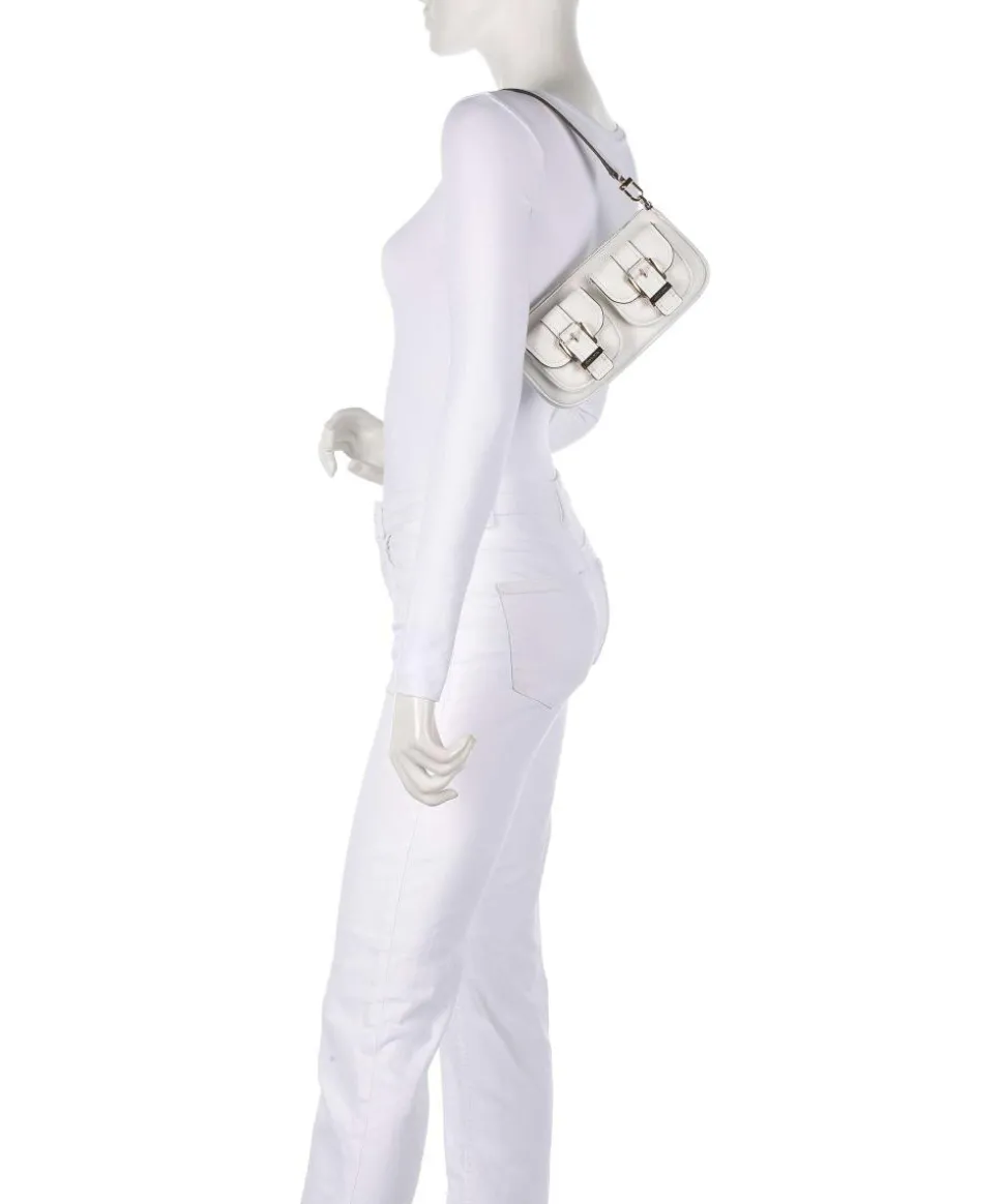 Zoe Small Schultertasche genarbtes Rindsleder weiß