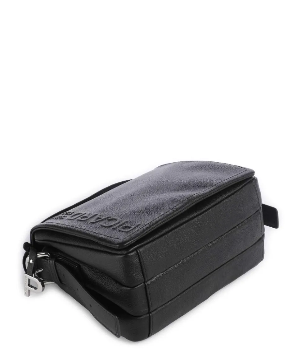 Zoom Umhängetasche genarbtes Rindsleder schwarz