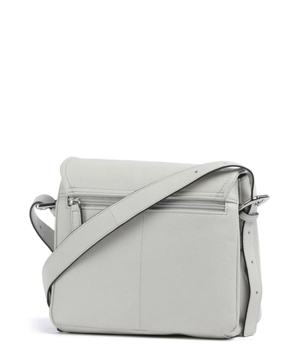 Zoom Umhängetasche genarbtes Rindsleder hellgrau