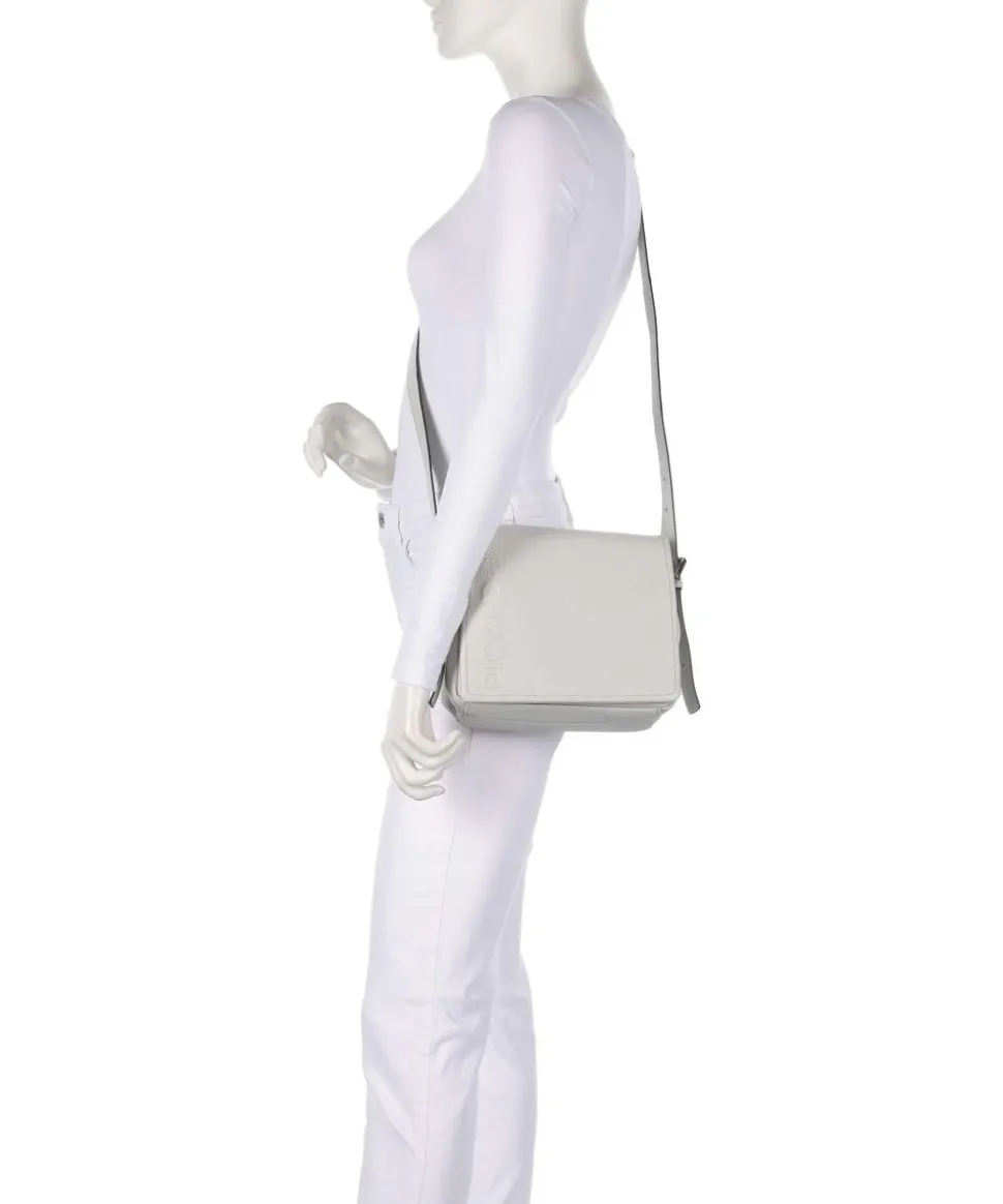 Zoom Umhängetasche genarbtes Rindsleder hellgrau