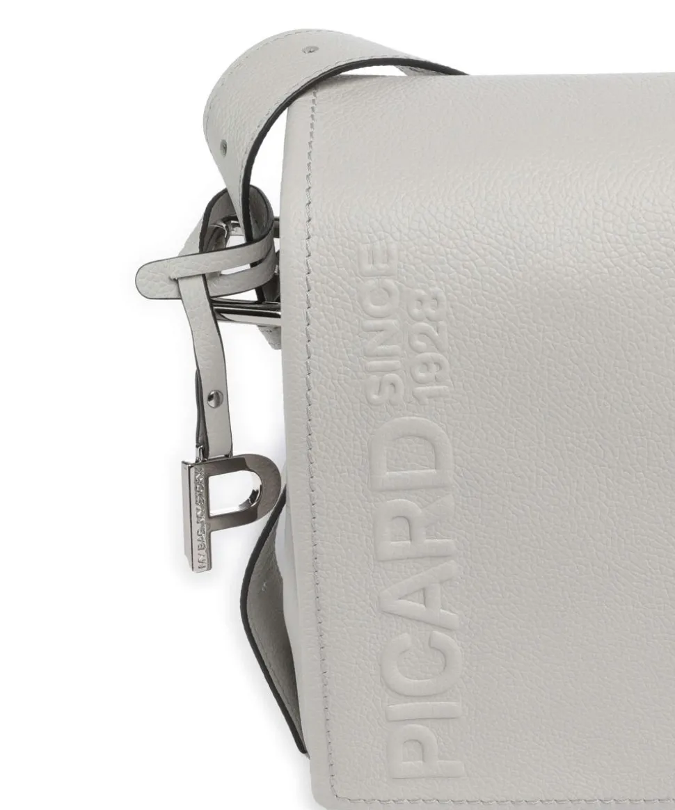Zoom Umhängetasche genarbtes Rindsleder hellgrau